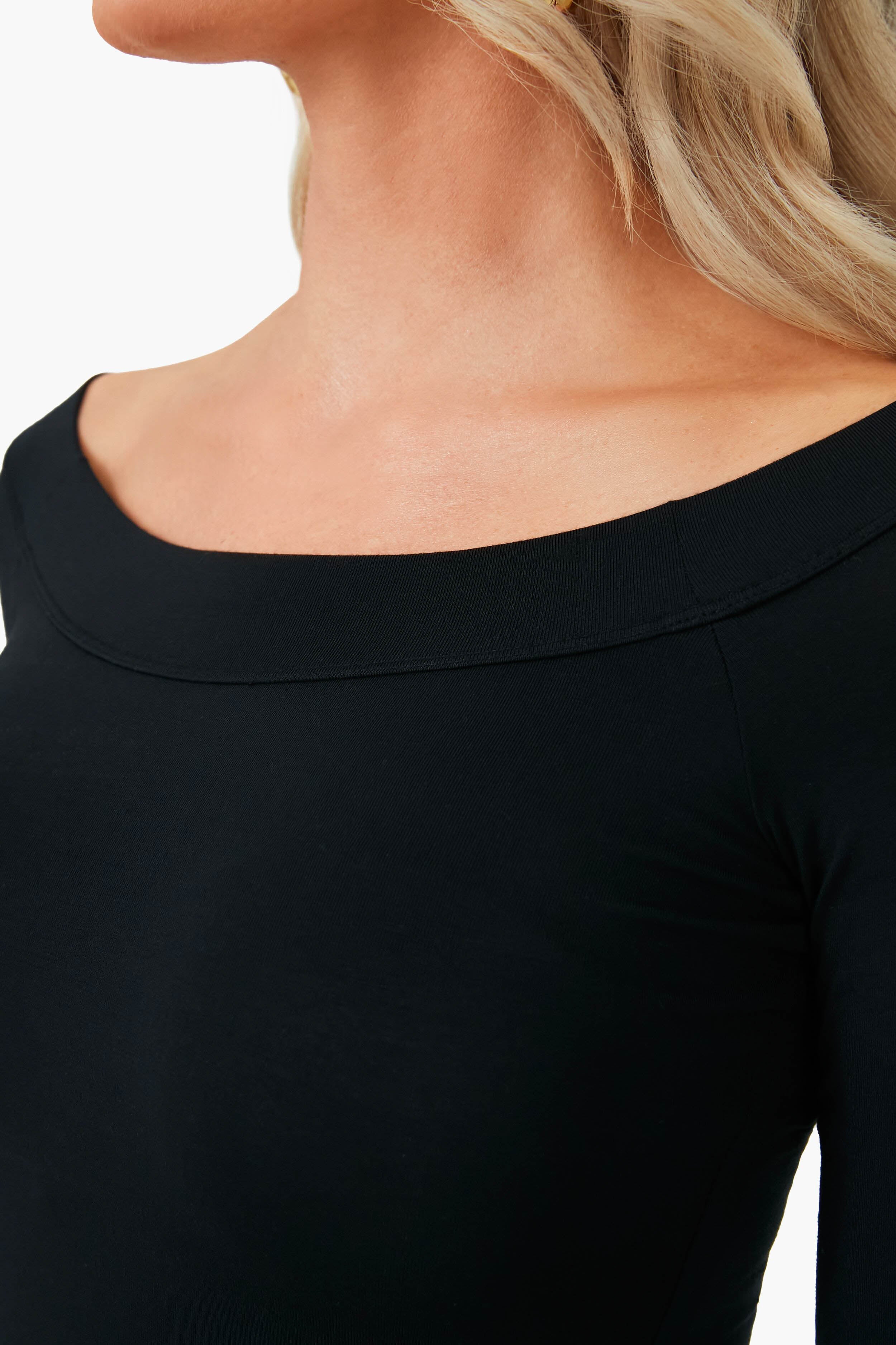 Black Modal Boatneck Top
